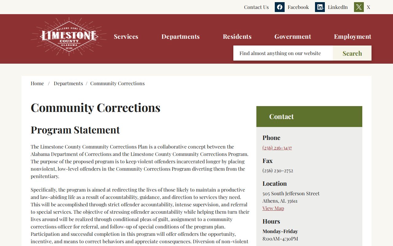 Limestone County Community Corrections release supervision resource