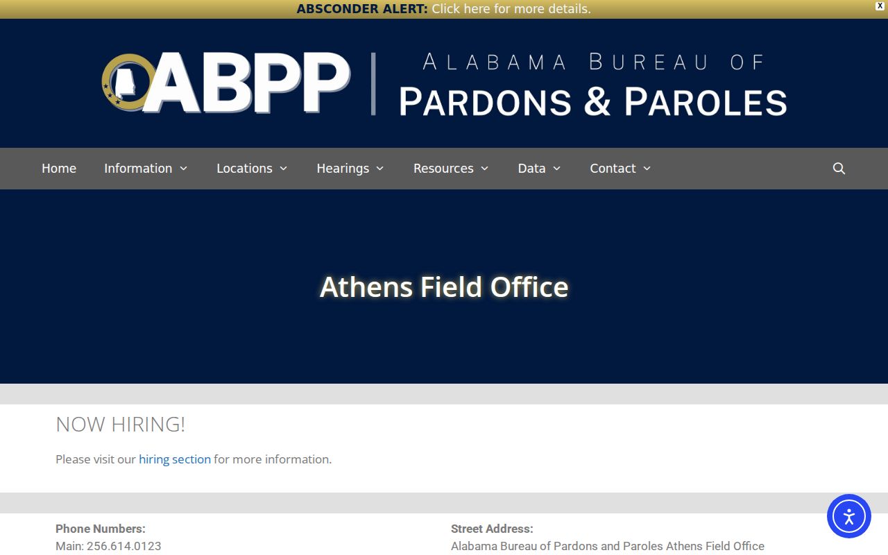 Limestone County parole and probation ABPP Athens Field Office page